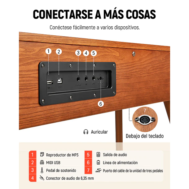 Donner DDP-80 Pro Piano Digital 88 Teclas Acción de Martillo con Bluetooth y Mueble de Madera EC6772 4