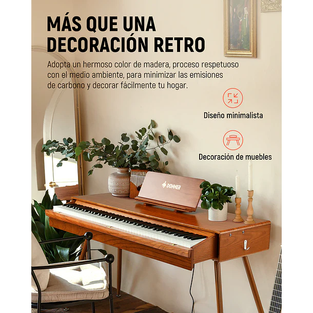 Donner DDP-80 Pro Piano Digital 88 Teclas Acción de Martillo con Bluetooth y Mueble de Madera EC6772 5