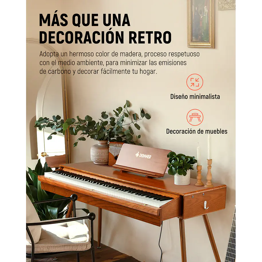 Donner DDP-80 Pro Piano Digital 88 Teclas Acción de Martillo con Bluetooth y Mueble de Madera EC6772 5