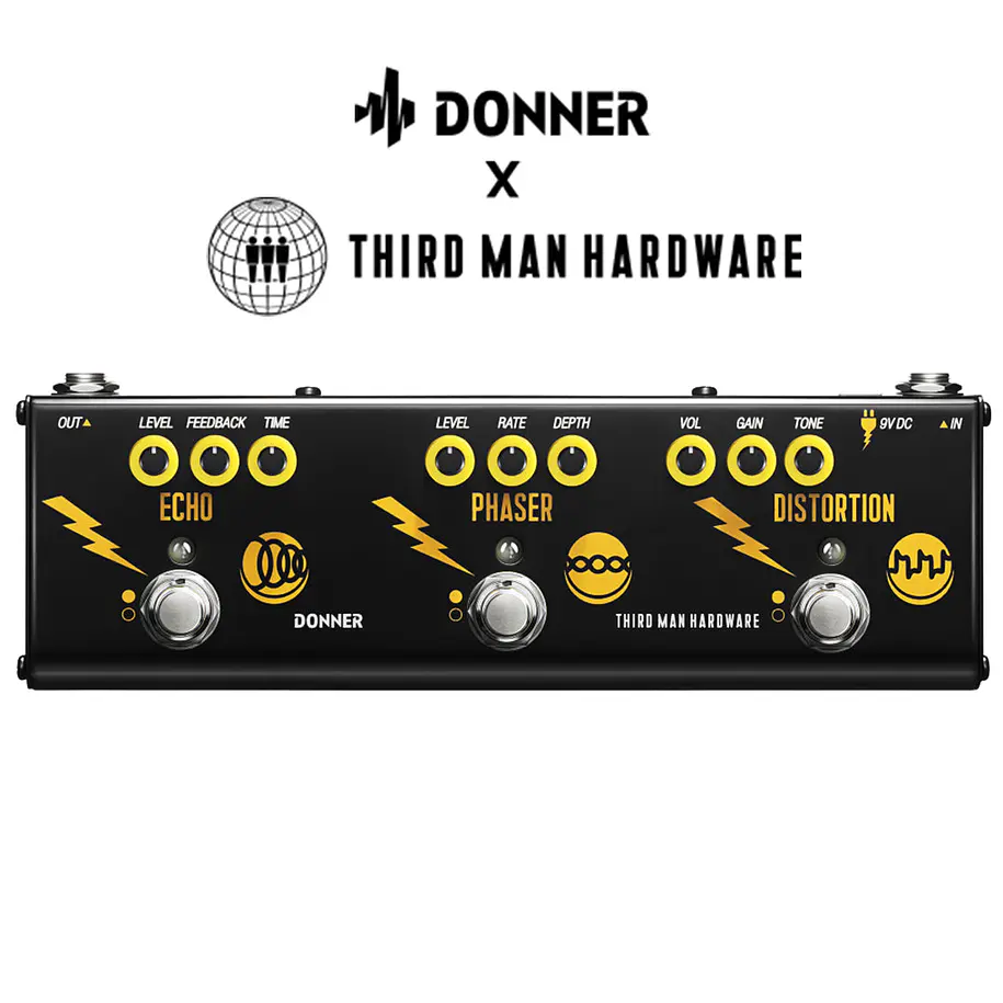 Donner Triple Threat Pedal Multiefecto Análogo Distorsión Phaser y Eco Diseño Third Man Hardware EC6792 3