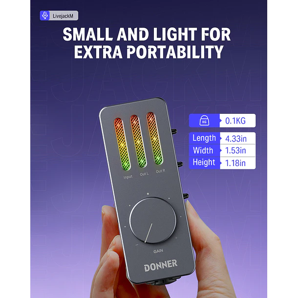 Donner Livejack M Interfaz de Audio Portátil USB-C con Batería Para Celular Tablet y Computador EC2817 3