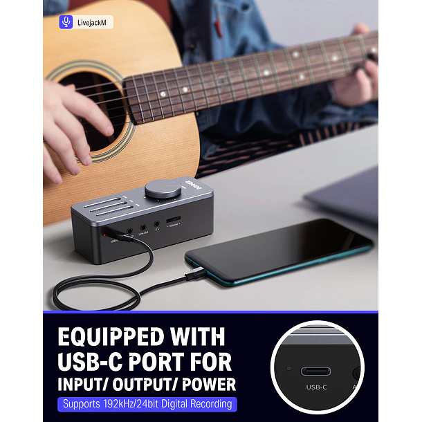 Donner Livejack M Interfaz de Audio Portátil USB-C con Batería Para Celular Tablet y Computador EC2817 4