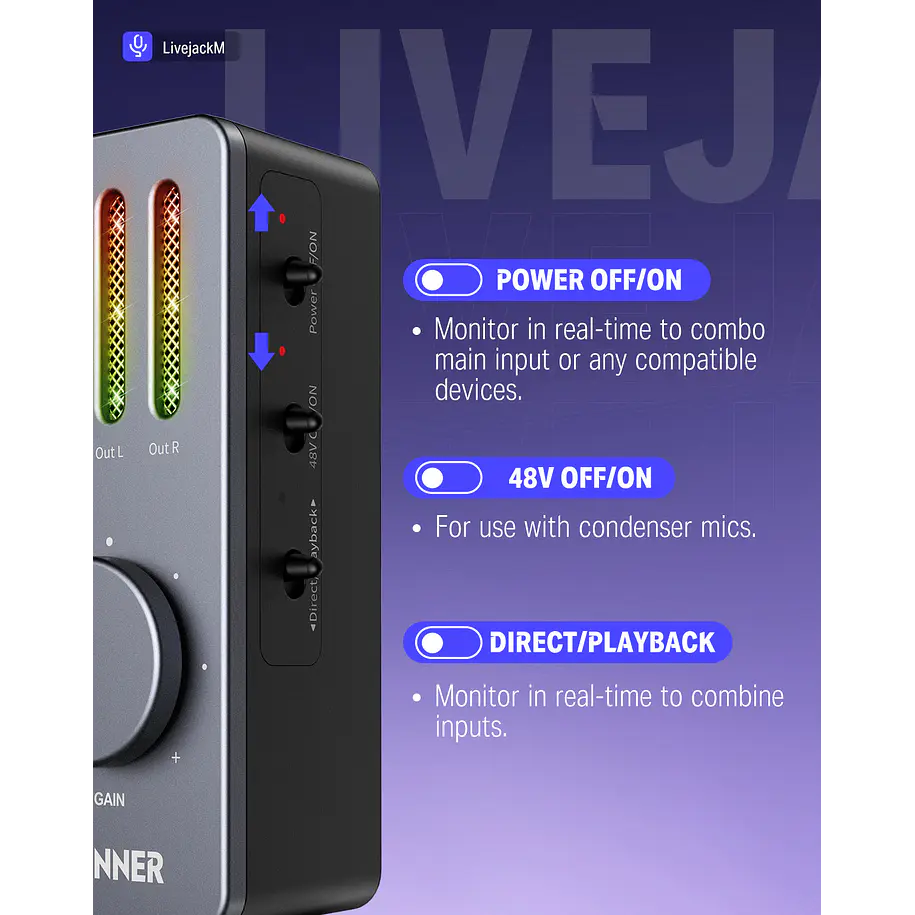 Donner Livejack M Interfaz de Audio Portátil USB-C con Batería Para Celular Tablet y Computador EC2817 6