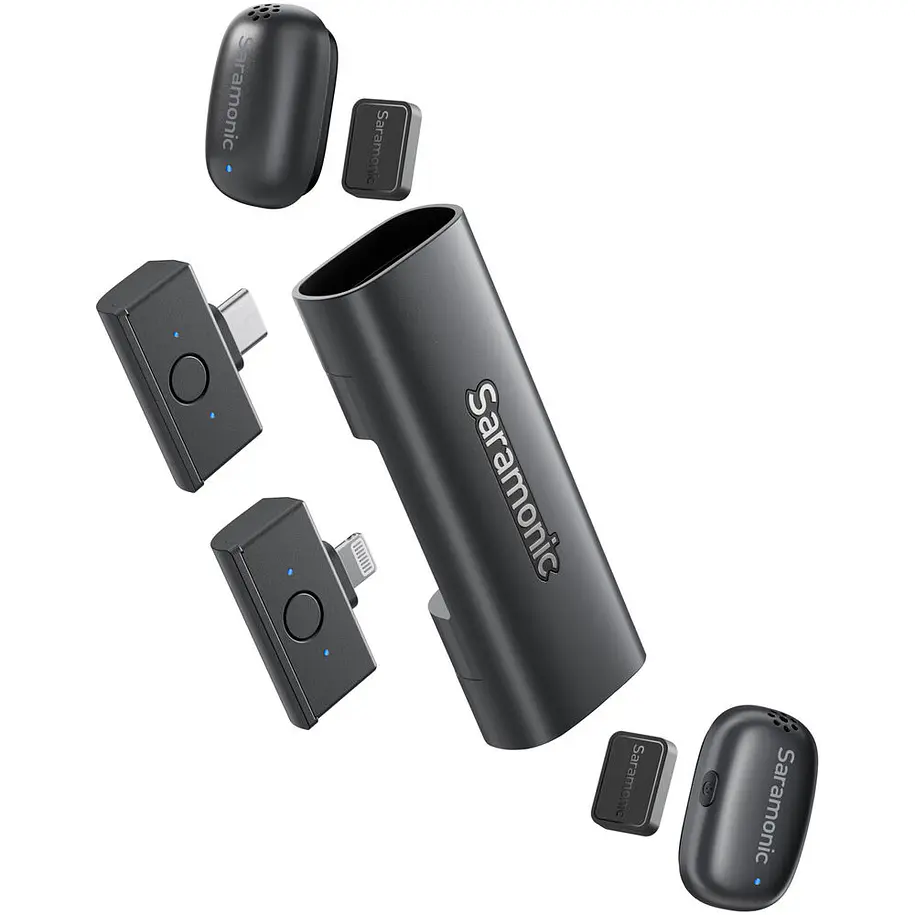 Saramonic Air SE 02 Micrófono Inalámbrico Doble Ultracompacto Con Receptores USB-C y Lightning Cancelación de Ruido IA 1