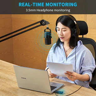 Saramonic SR-MV2000W Micrófono USB de Estudio Cardioide Para Podcast y Streaming Con Monitoreo Sin Latencia