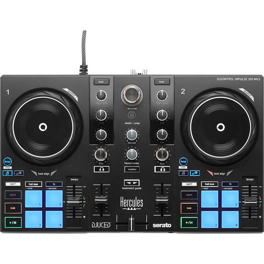 Hercules DJControl Inpulse 200 MK3 Controlador DJ de 2 Decks con Stems Ideal Para Aprender 3