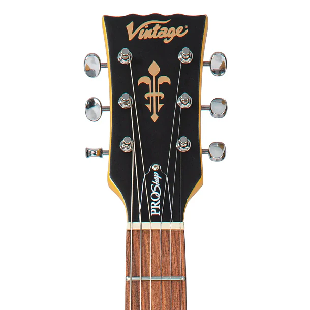 Vintage V130 ProShop Custom Guitarra Eléctrica Doble Cutaway Matte TV Yellow Con Pastilla Bare Knuckle P90 V130PU3695 3