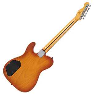 Vintage REVO Trio Guitarra Eléctrica Offset Honeyburst 3 Pastillas P90 Alan Entwistle Con Vibrato VRBT72HB