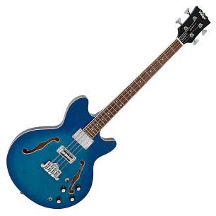 Vintage REVO Supreme VRS450 Bajo Eléctrico Semi-Acústico Escala Corta Blueburst Con Pastillas Alan Entwistle VRS450BL
