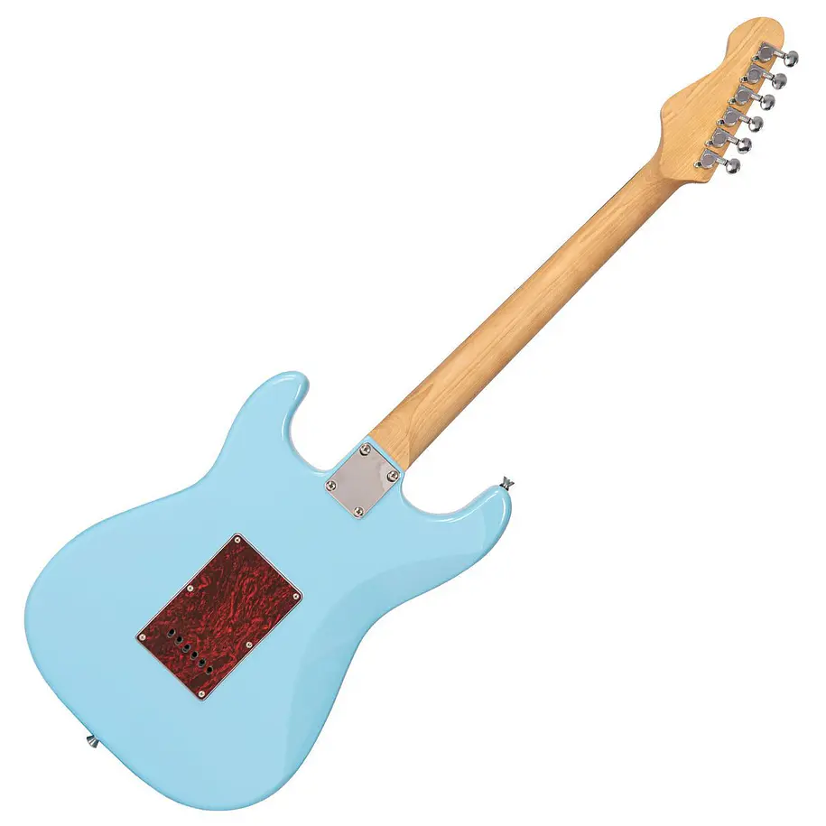 Vintage V60 Coaster Guitarra Eléctrica Doble Cutaway Laguna Blue 3 Pastillas Single Coil Alan Entwistle V60LB 2