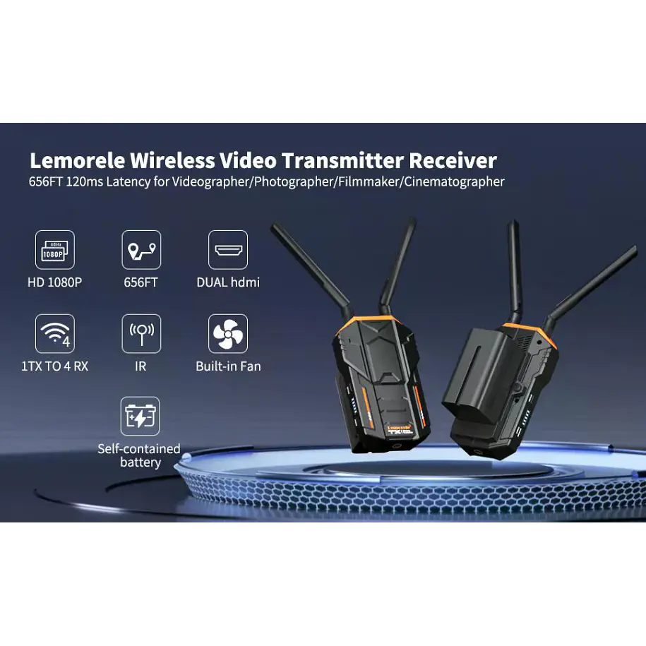 Lemorele R100 Kit Transmisor y Receptor de Video Inalámbrico HDMI Hasta 200 Metros Sin Baterías 6