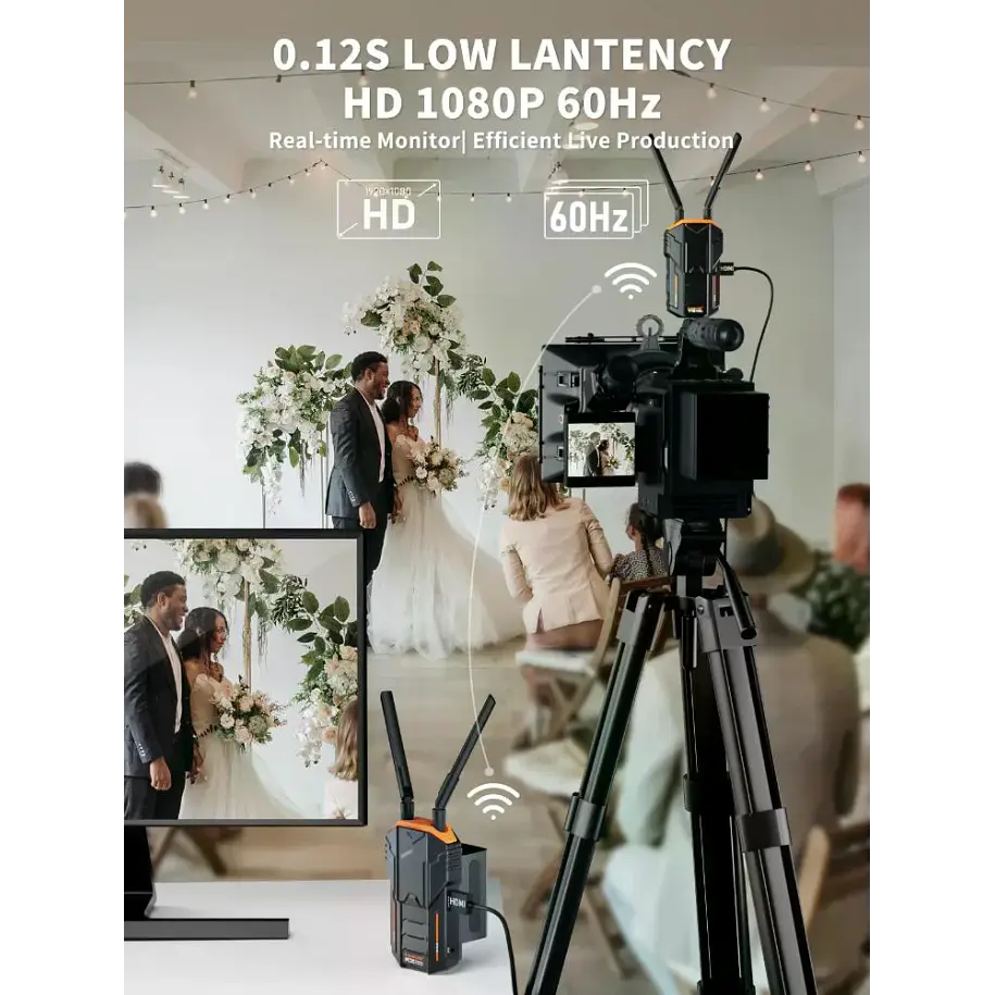 Lemorele R100 Kit Transmisor y Receptor de Video Inalámbrico HDMI Hasta 200 Metros Sin Baterías 8