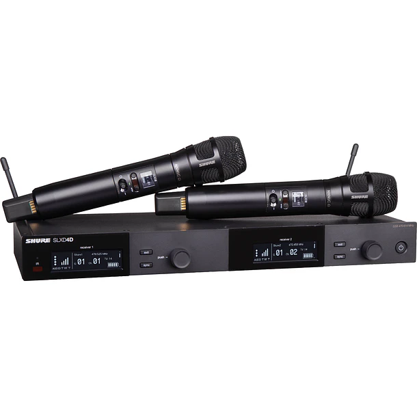 Shure SLXD24D/N8CB-G58 Sistema Inalámbrico Digital Dual de Mano SLX-D con 2 Micrófonos Nexadyne 8/C Banda G58 470-514 MHz 1