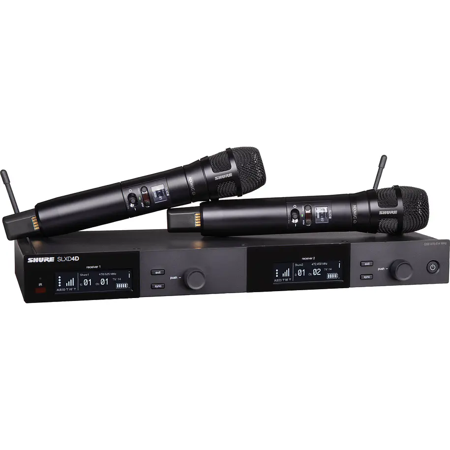 Shure SLXD24D/N8CB-G58 Sistema Inalámbrico Digital Dual de Mano SLX-D con 2 Micrófonos Nexadyne 8/C Banda G58 470-514 MHz 1