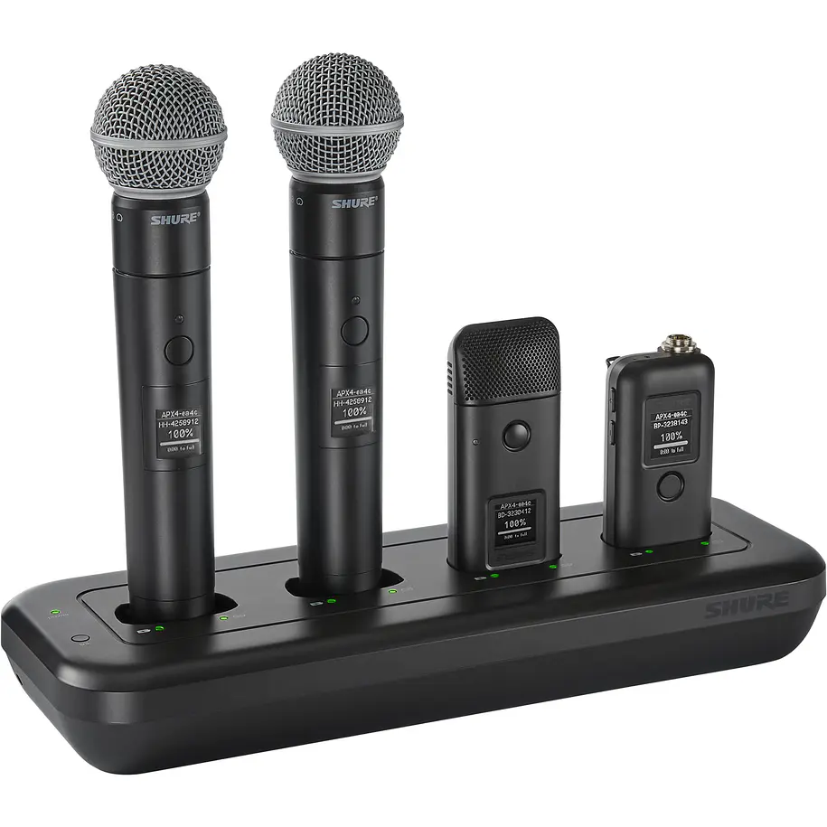 Shure MXWNDX4 Estación de Carga en Red de 4 Puertos Para Transmisores MXW neXt de Petaca, Mano y Superficie 5