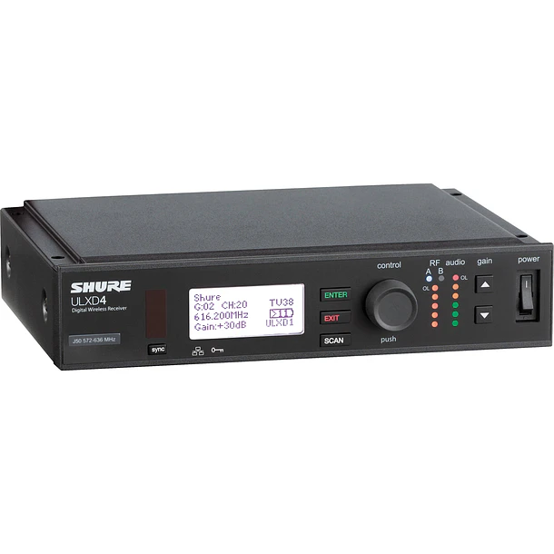 Shure ULXD4-G50 Receptor Inalámbrico Digital ULX-D de un Canal Banda G50 470-534 MHz 1
