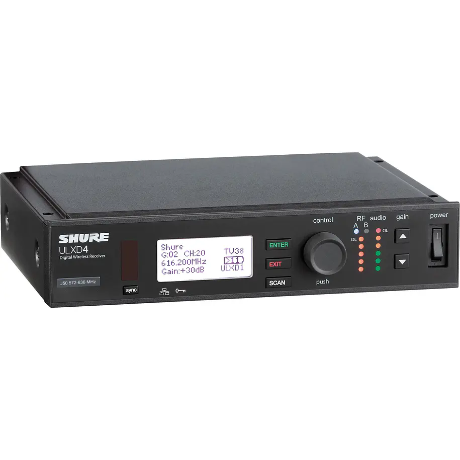 Shure ULXD4-G50 Receptor Inalámbrico Digital ULX-D de un Canal Banda G50 470-534 MHz 1