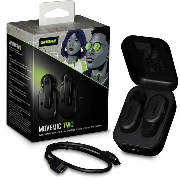 Shure MoveMic Two Sistema Inalámbrico de 2 Micrófonos de Solapa Directo a Celular (MV-TWO-Z7) 5
