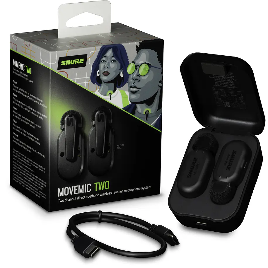 Shure MoveMic Two Sistema Inalámbrico de 2 Micrófonos de Solapa Directo a Celular (MV-TWO-Z7) 5