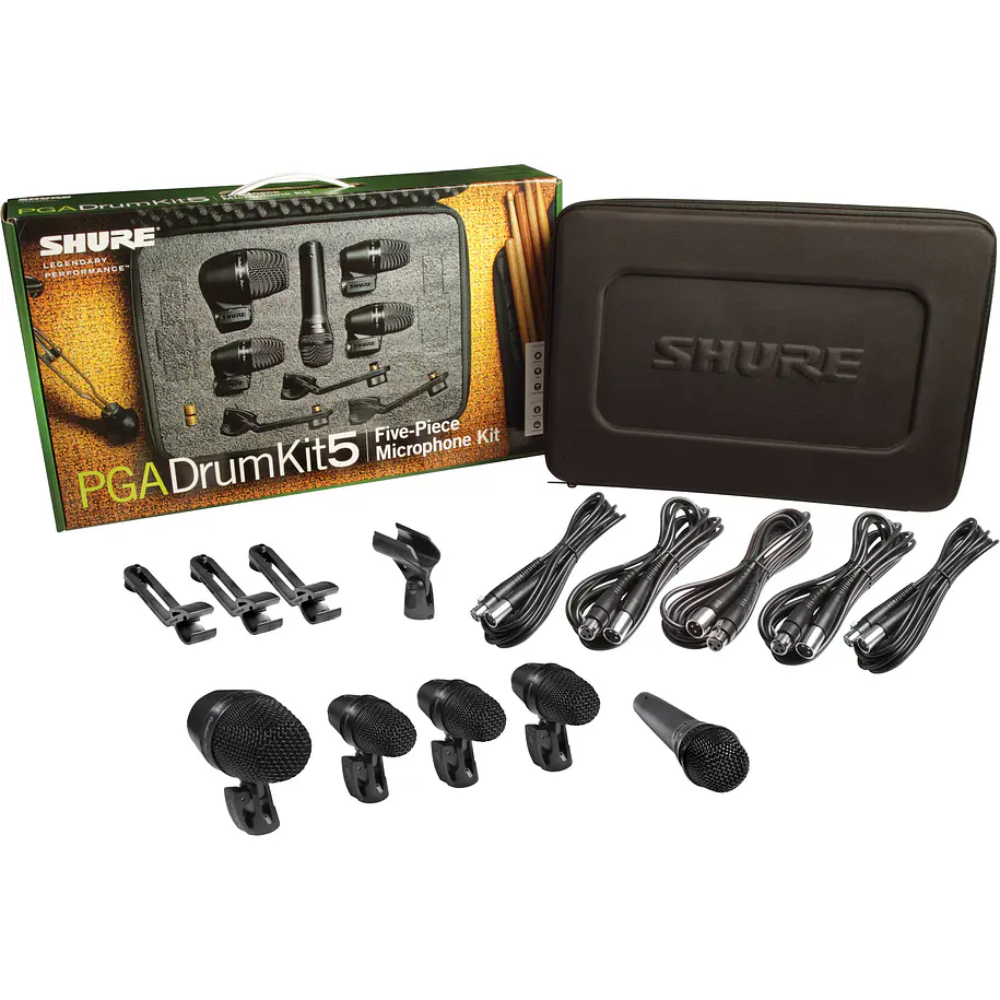 Shure PGADRUMKIT5 Kit de 5 Micrófonos Para Batería Dinámicos Cardioides Con Estuche 2