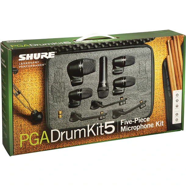 Shure PGADRUMKIT5 Kit de 5 Micrófonos Para Batería Dinámicos Cardioides Con Estuche 4