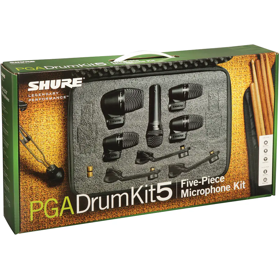 Shure PGADRUMKIT5 Kit de 5 Micrófonos Para Batería Dinámicos Cardioides Con Estuche 4
