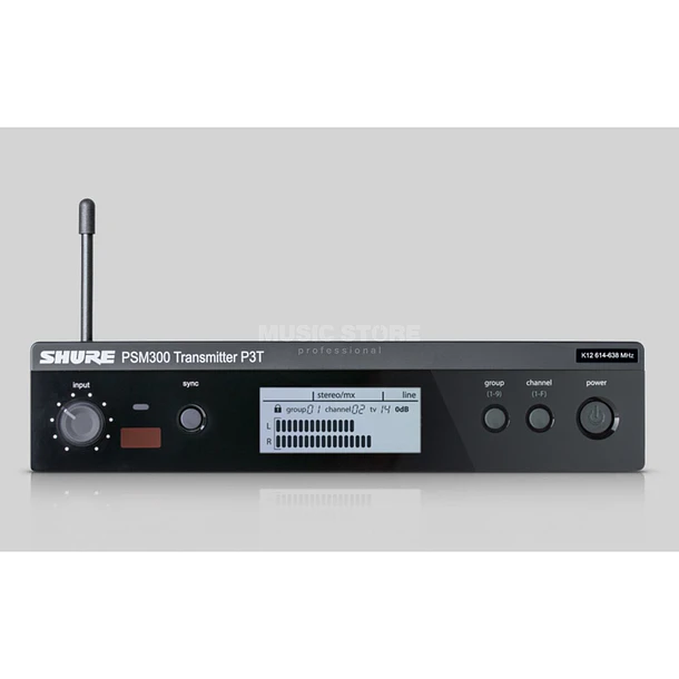 Shure P3T=-K12 Transmisor Inalámbrico PSM 300 Para Monitoreo In-Ear Estéreo Banda K12 614-638 MHz 4
