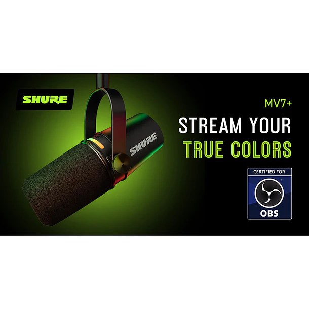 Shure MV7+-K Micrófono Podcast Híbrido USB-C y XLR Negro 7
