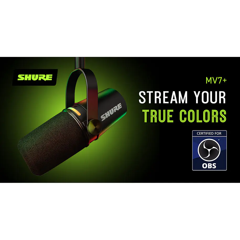 Shure MV7+-K Micrófono Podcast Híbrido USB-C y XLR Negro 7