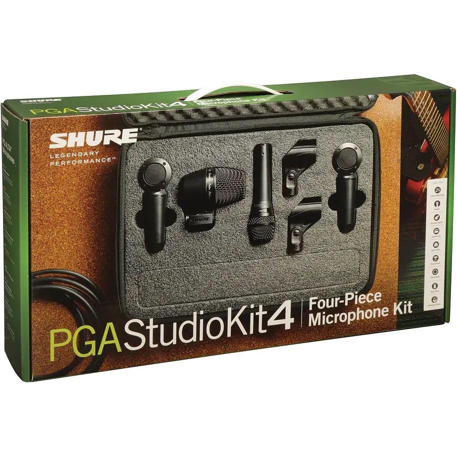Shure PGASTUDIOKIT4 Kit de 4 Micrófonos de Estudio Para Batería e Instrumentos Con Estuche 4