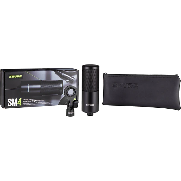 Shure SM4-K Micrófono Condensador de Diafragma Grande Con Estuche y Clip Giratorio Para Home Studio 4
