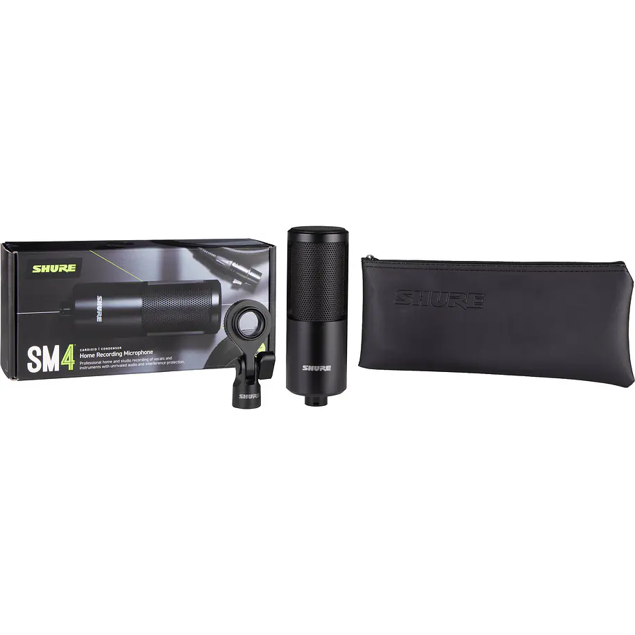 Shure SM4-K Micrófono Condensador de Diafragma Grande Con Estuche y Clip Giratorio Para Home Studio 4