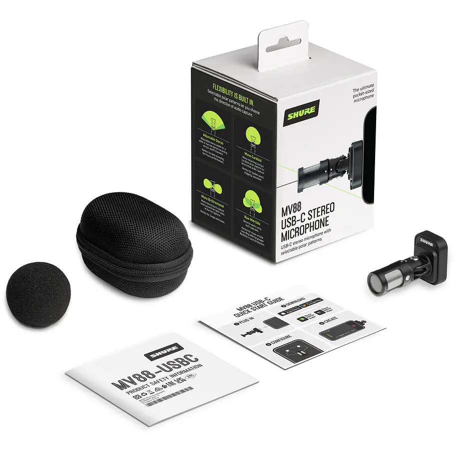 Shure MV88-USBC Micrófono Estéreo Digital USB-C Para Teléfonos Android y iPhone 11