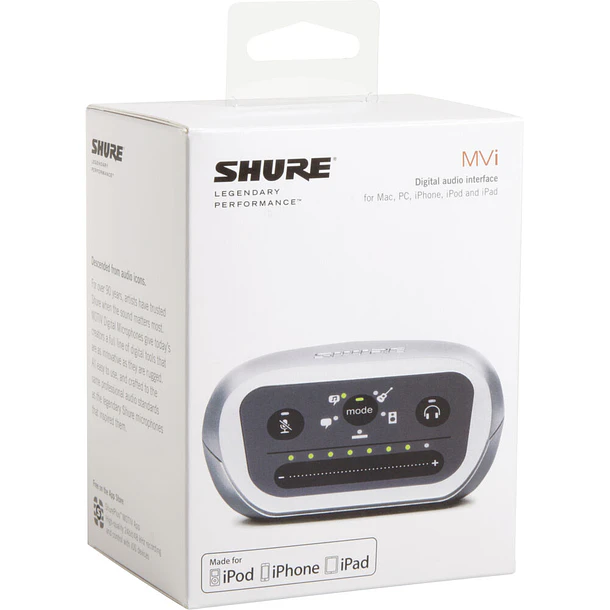 Shure MVI-DIG Interfaz de Audio Digital MOTIV MVi USB de 1 Canal Para Micrófono e Instrumento 4