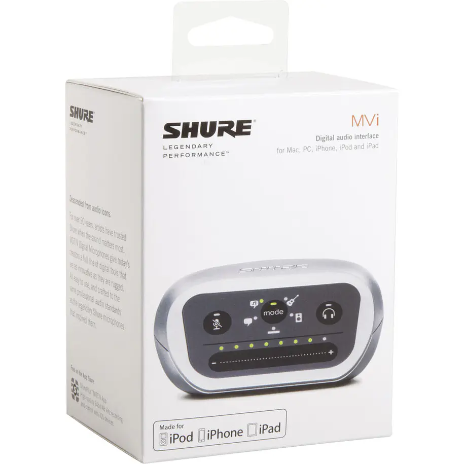 Shure MVI-DIG Interfaz de Audio Digital MOTIV MVi USB de 1 Canal Para Micrófono e Instrumento 4