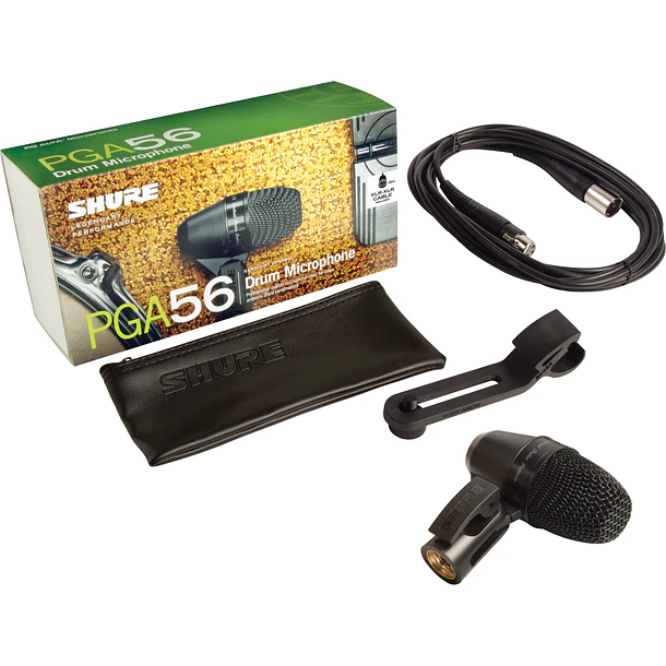 Shure PGA56-XLR Micrófono Dinámico Cardioide Para Caja y Toms Con Soporte de Aro y Cable XLR 2