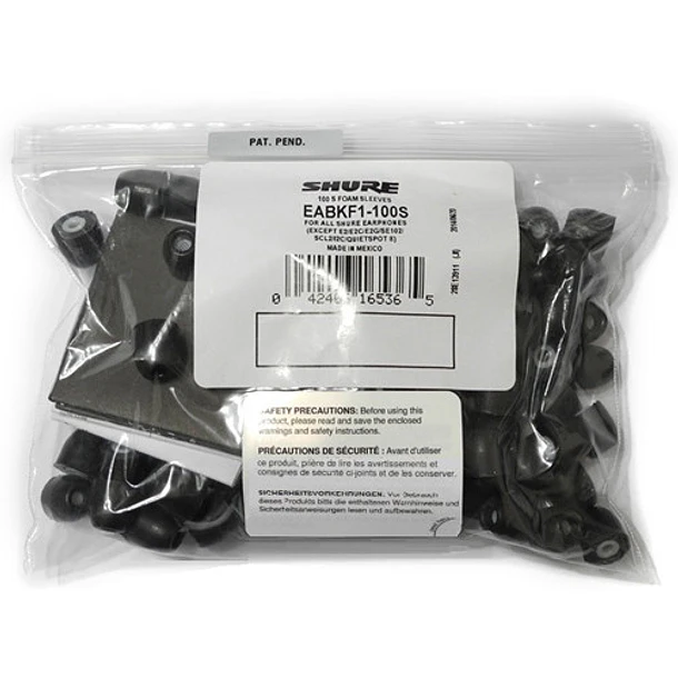 Shure EABKF1-100S Fundas de Espuma Negras Talla Pequeña Para Audífonos In-Ear Pack 50 Pares 3