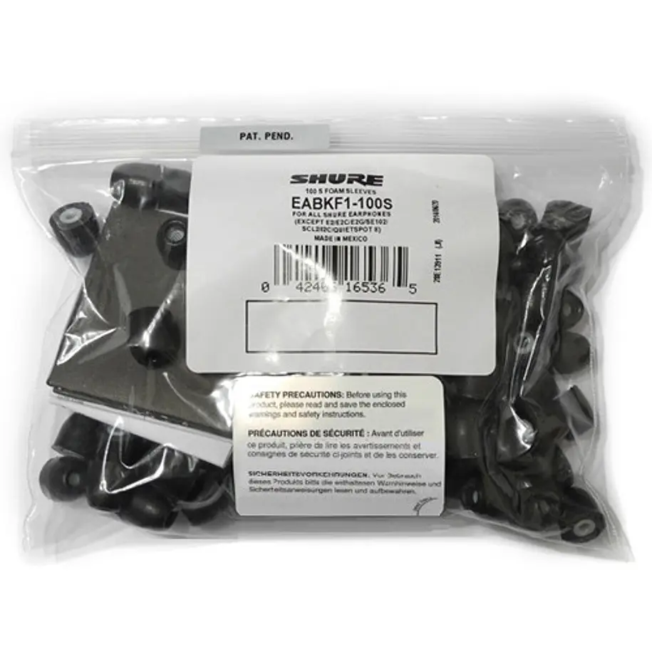 Shure EABKF1-100S Fundas de Espuma Negras Talla Pequeña Para Audífonos In-Ear Pack 50 Pares 3