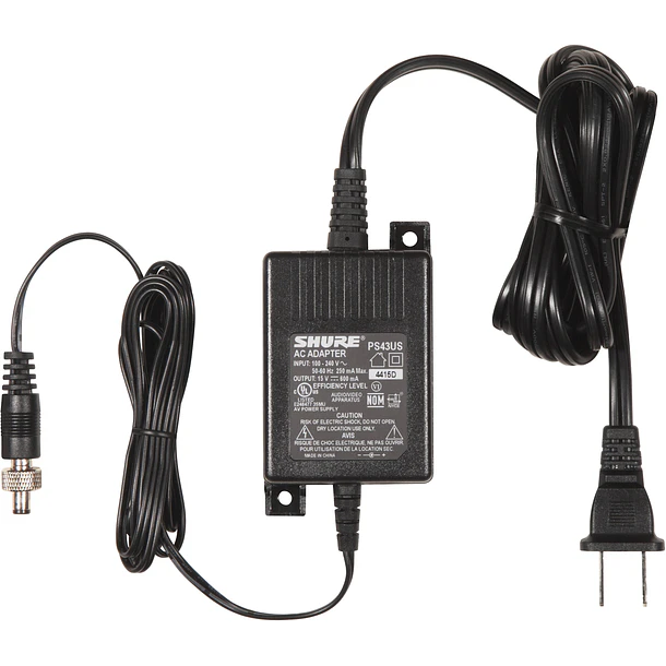 Shure PS43US Fuente de Poder 15 VDC Para Receptores Inalámbricos GLXD4 y ULXS4 Enchufe US 1