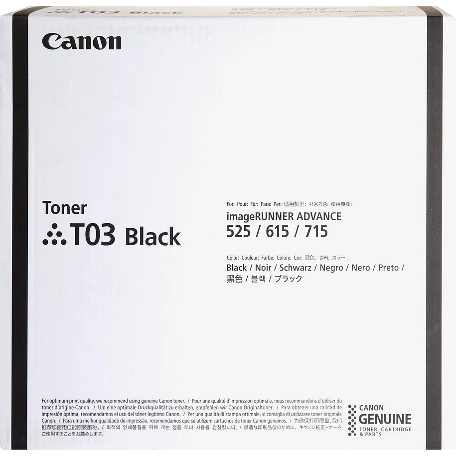 Canon T03 Tóner Negro Alto Rendimiento 51.500 Páginas Para imageRUNNER ADVANCE 525, 615 y 715 3