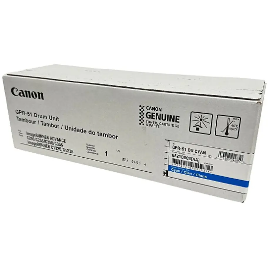 Canon GPR-51 Unidad de Tambor Cian Para imageRUNNER ADVANCE C250/C255 y C350/C355 3