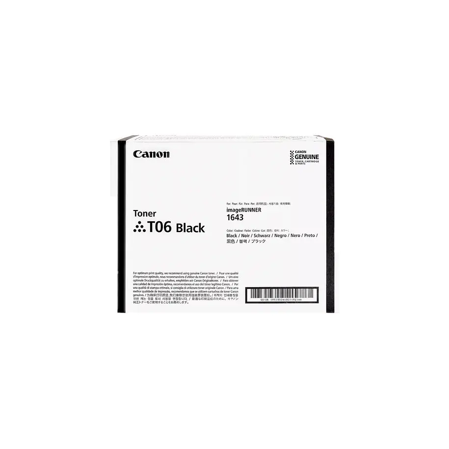 Canon T06 Tóner Negro Alto Rendimiento 20.500 Páginas Para imageRUNNER 1643 e imageFORCE 1643 1