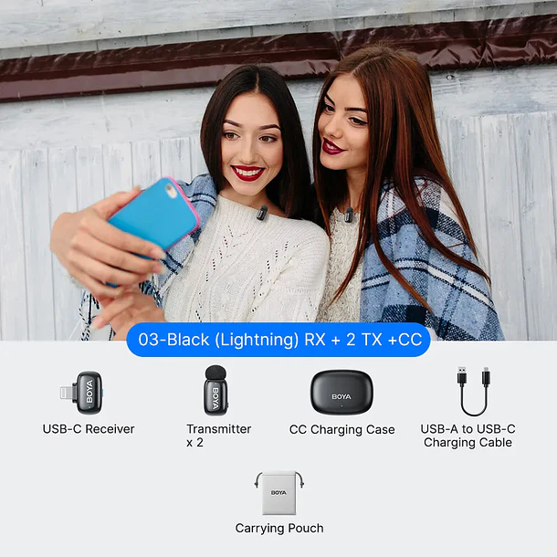 Boya BOYAMINI 2-03 Micrófono Inalámbrico Doble Lightning Para iPhone Con Estuche de Carga 1
