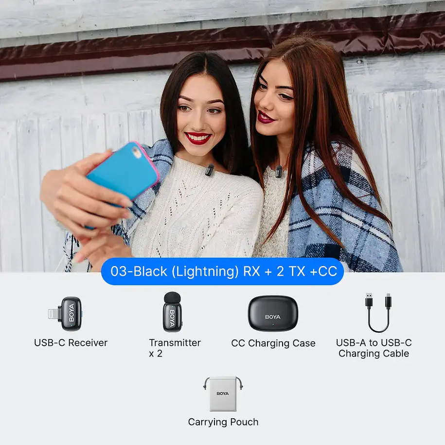Boya BOYAMINI 2-03 Micrófono Inalámbrico Doble Lightning Para iPhone Con Estuche de Carga 1