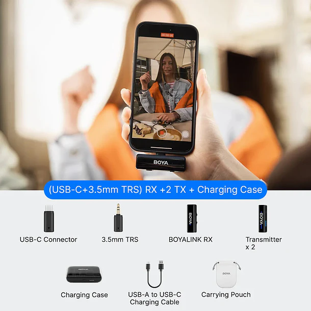 Boya BOYALINK V2.0 C2 Micrófono Inalámbrico Doble USB-C y 3.5mm Con Estuche de Carga 1