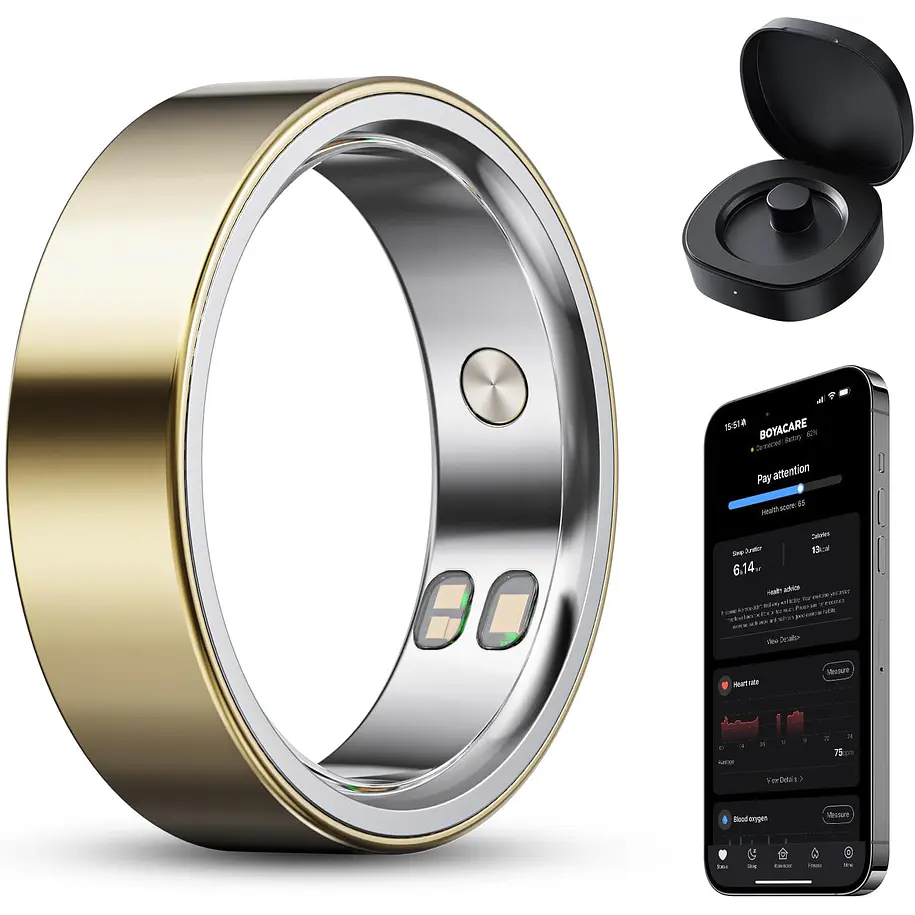 Boya BOYACARE Ring Anillo Inteligente de Salud y Sueño Color Dorado Talla 8 1