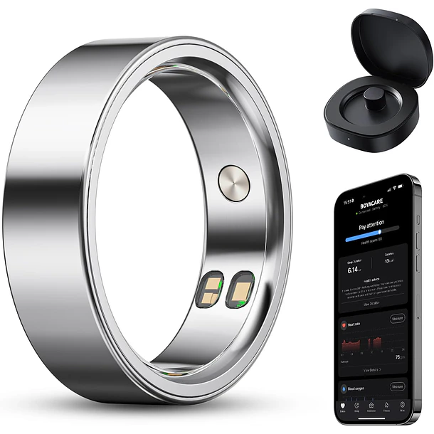Boya BOYACARE Ring Anillo Inteligente de Salud y Sueño Color Plateado Talla 12 1