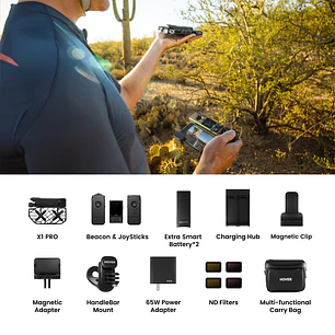 HOVERAir X1 PRO Cycling Combo Dron Cámara Autónoma 4K Con Beacon, JoySticks y Kit Para Ciclismo HA10004