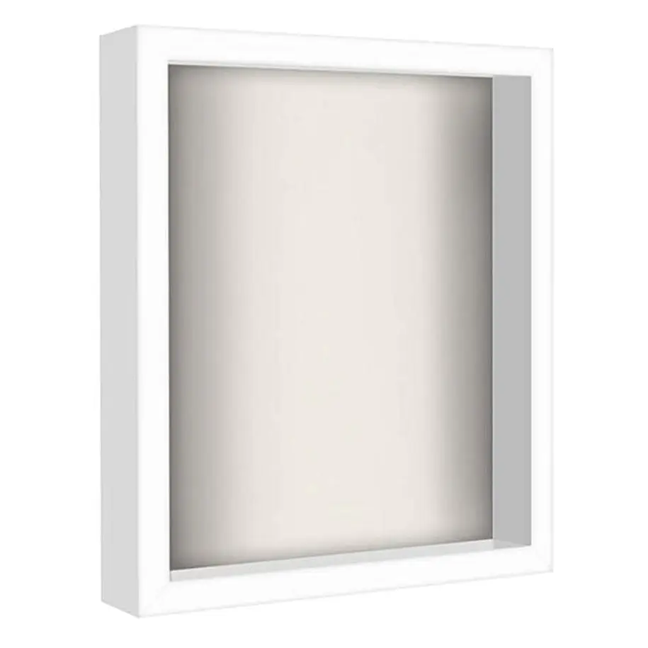 VGO SHBS4040-W Marco Shadow Box 40x40 de MDF y Vidrio Blanco Con Profundidad de 3,5 cm 1