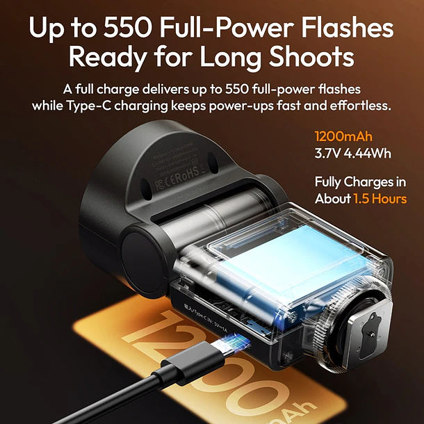 Ulanzi F16R Flash Para Cámara con Luz Led y Batería Recargable UL-L302 9
